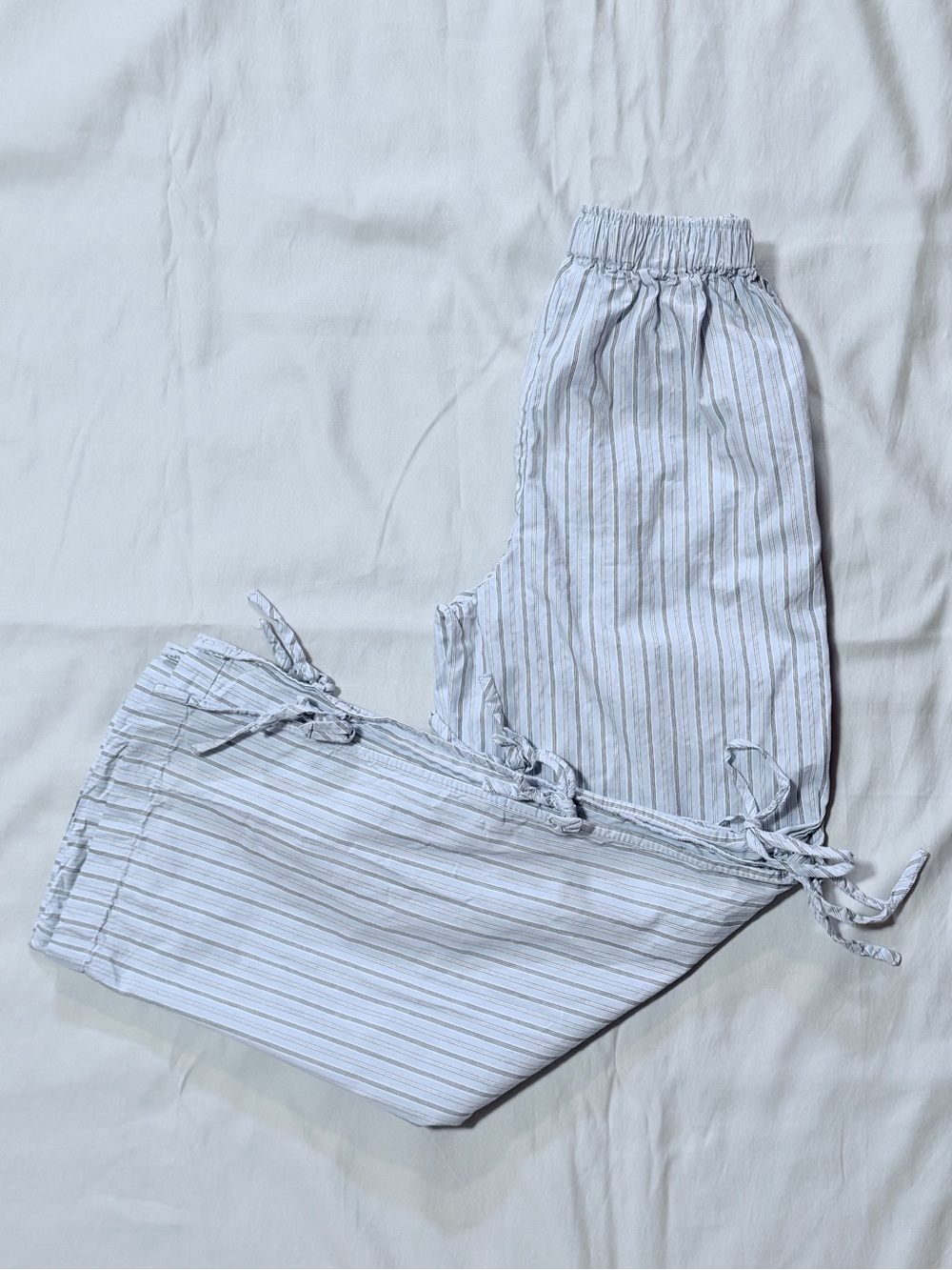 High‎ Rise Side Tie Relaxed Boxer Pants Blue Striped Size XXS 100% Cotton